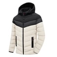 thumbnail image 1 of IROINNID Men's Long Sleeve Anorak Jacket Mid-Length Hooded Jacket Contrast Color Casual Patchwork Thicken Keep Warm Jacket Coats, 1 of 2