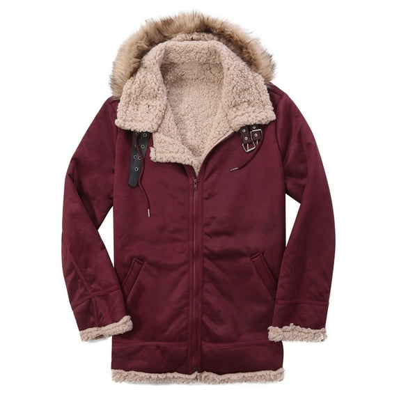 IROINNID Men's Long Sleeve Anorak Jacket Mid-Length Hooded Jacket Solid Color Leisure Keep Warm Thicken Turndown Jacket Patchwork Coats