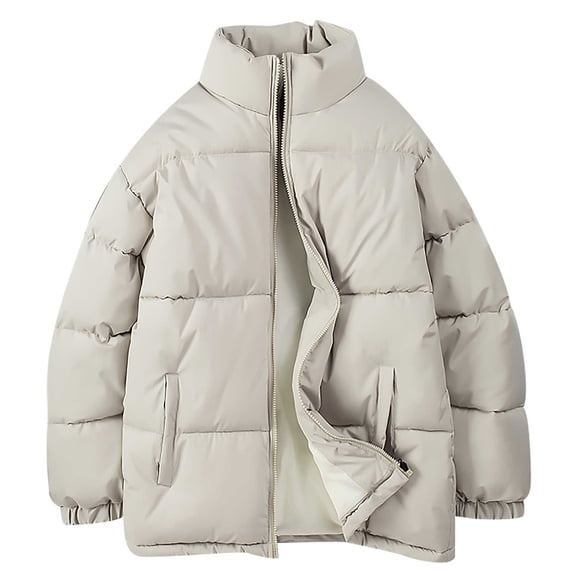 IROINNID Men's Long Sleeve Anorak Jacket Mid-Length Jacket Solid Color Loose Stand Collar Windproof Keep Warm Jacket Coats