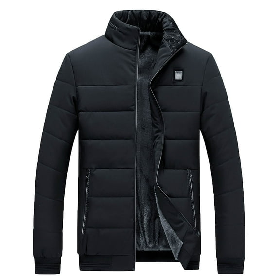 IROINNID Men's Long Sleeve Anorak Jacket Mid-Length Jacket Solid Color Loose Winter Cotton Keep Warm Pockets Jacket Top Outwear Coat