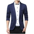 thumbnail image 1 of IROINNID Men's Long Sleeve Blazer Notch Lapel Short Jacket Solid Color Casual Turndown Slim Fit Single Button Coats, 1 of 3