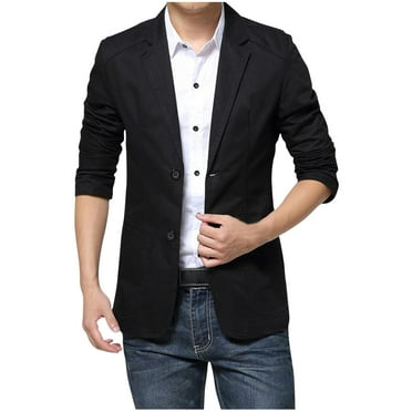 IROINNID Men's Long Sleeve Blazer Notch Lapel Short Jacket Solid Color Leisure Turndown Slim Fit Single-breasted Coats