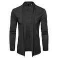 thumbnail image 1 of IROINNID Men's Long Sleeve Blazer Turndown Lapel Mid-Length Jacket Solid Color Loose No Pockets Cardigan Turndown Shawl Loose Slim Fit Jacket, 1 of 4