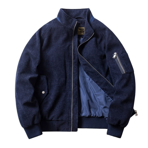IROINNID Men's Long Sleeve Corduroy Mid-Length Jacket Solid Color Loose Autumn And Winter Loose Corduroy Retro Jacket