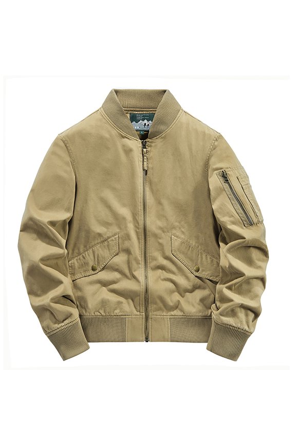 Men's Long Sleeve Jacket Mid-Length Jacket Solid Color Comfy Autumn And Winter Loose Flying Suit Outdoor Retro Jacket