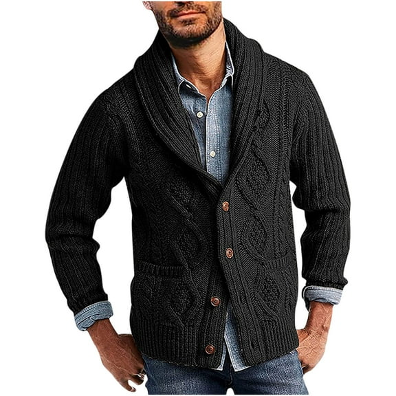 IROINNID Men's Long Sleeve Mid-Length Cardigan Jacket Solid Color Casual Outdoor Autumn Outdoor Ethnic Style Geometric Coat