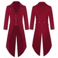 thumbnail image 1 of IROINNID Men's Long Sleeve Notch Lapel Long Coat Solid Color Loose Coat Windbreaker Gothic Style Jacket Retro Coat, 1 of 6