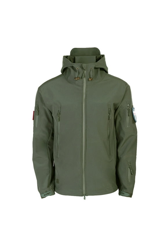 Men's Long Sleeve Parka Mid-Length Jacket Solid Color Loose Windproof Waterproof Loose Outwear Jacket Coat Mountaineering Clothing