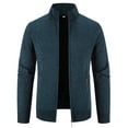 thumbnail image 1 of IROINNID Men's Long Sleeve Plush Mid-Length Jacket Solid Color Leisure Stand Collar Sweater Fleece Jacket, 1 of 5