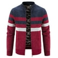 thumbnail image 1 of IROINNID Men's Long Sleeve Plush Mid-Length Jacket Stripes Comfy Autumn And Winter Fleece Knitted Sweater Sweater Jacket, 1 of 5