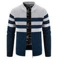 thumbnail image 1 of IROINNID Men's Long Sleeve Plush Mid-Length Jacket Stripes Comfy Autumn And Winter Fleece Knitted Sweater Sweater Jacket, 1 of 5