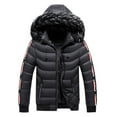 thumbnail image 1 of IROINNID Men's Long Sleeve Puffer Mid-Length Hooded Coat Solid Color Comfy Windproof Jacket Coats, 1 of 2