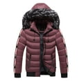 thumbnail image 1 of IROINNID Men's Long Sleeve Puffer Mid-Length Hooded Coat Solid Color Comfy Windproof Jacket Coats, 1 of 2