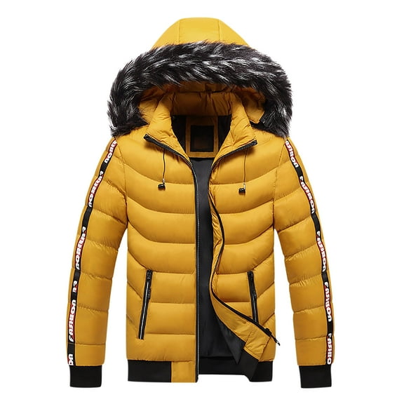 IROINNID Men's Long Sleeve Puffer Mid-Length Hooded Coat Solid Color Comfy Windproof Jacket Coats