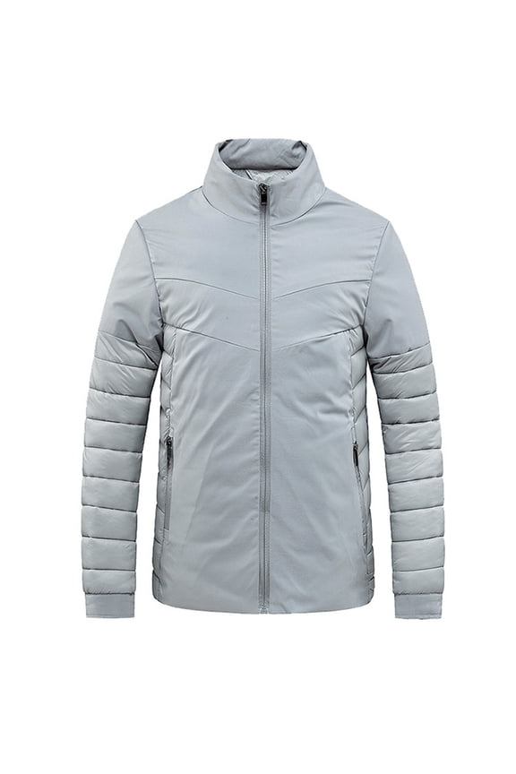 Men's Long Sleeve Round Neck Anorak Jacket Short Jacket Solid Color Comfy Jacket Stand Collar Lightweight Padded Jacket Winter Warm Jacket Coat