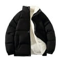 thumbnail image 1 of IROINNID Men's Long Sleeve Round Neck Puffer Stand Collar Mid-Length Jacket Solid Color Leisure Stand Collar Windproof Keep Warm Jacket Coats, 1 of 5