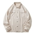 thumbnail image 1 of IROINNID Men's Long Sleeve Shacket Turndown Lapel Mid-Length Jacket Solid Color Leisure Turndown Button Jacket With Pockets, 1 of 5