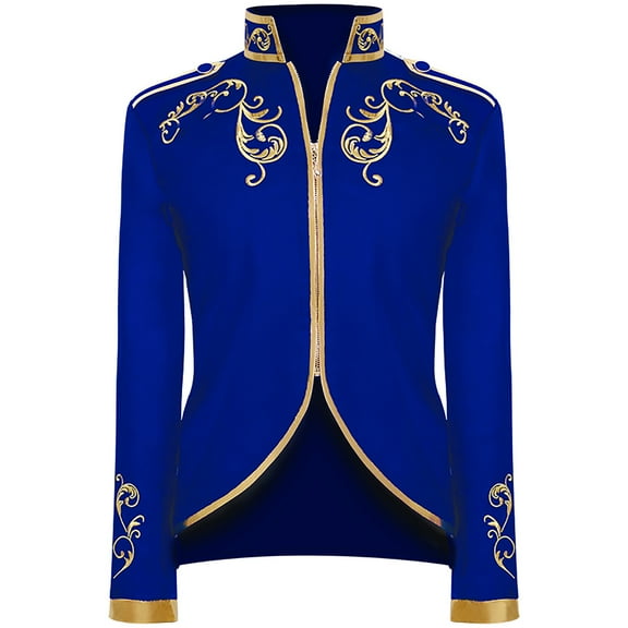 IROINNID Men's Long Sleeve Short Jacket Solid Color Casual Halloween Retro Style Fashion Suit Gold Embroidered Jacket