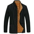 thumbnail image 1 of IROINNID Men's Long Sleeve Short Jacket Solid Color Loose Plush Warm Cotton Jacket Stand Collar Button Pocket Bottomed Coat Cotton Jacket, 1 of 7