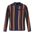 thumbnail image 1 of IROINNID Men's Long Sleeve Turndown Lapel Mid-Length Cardigan Jacket Stripes Leisure Button Closure Knit Cardigan Turndown Sweater Jacket, 1 of 4