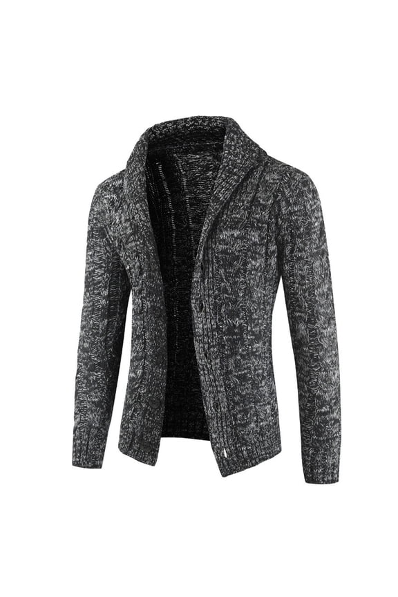 Men's Long Sleeve Turtleneck Turndown Lapel Mid-Length Cardigan Jacket Solid Color Leisure Winter Turtleneck Knitting Cardigan Sweater Coats