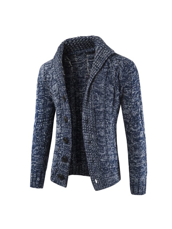 Men's Long Sleeve Turtleneck Turndown Lapel Mid-Length Cardigan Jacket Solid Color Leisure Winter Turtleneck Knitting Cardigan Sweater Coats