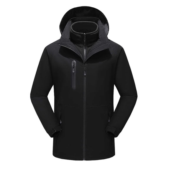 IROINNID Men's Long Sleeve V-Neck Anorak Jacket Mid-Length Hooded Jacket Solid Color Leisure Outdoor Warm Clothing Heated For Riding Skiing Charging Via Heated Coat