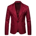 thumbnail image 1 of IROINNID Men's Long Sleeve V-Neck Blazer Notch Lapel Short Jacket Solid Color Comfy Slim Fit One Button Blazer Suit Back Jacket, 1 of 4