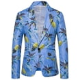 thumbnail image 1 of IROINNID Men's Long Sleeve V-Neck Blazer Notch Lapel Short Jacket Stripes Casual Hawaiian Holiday Style Beautiful Flower Series Features Broken Flower Single Button Suit, 1 of 9