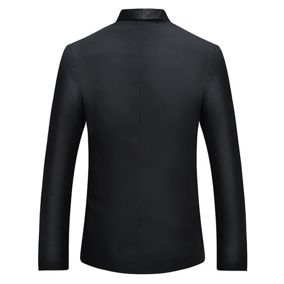 IROINNID Men's Long Sleeve V-Neck Blazer Turndown Lapel Hip-Length Button Jacket Solid Color Comfy Slim Single-row One-button Contrasting Color Fashion Suit Coat