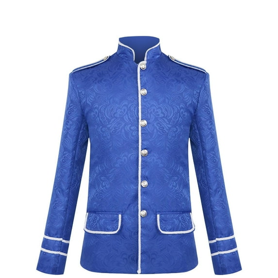 IROINNID Men's Long Sleeve V-Neck Stand Collar Short Jacket Solid Color Loose Halloween Stand Collar Steampunk Gothic Blazer Jacket