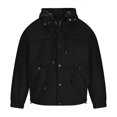 thumbnail image 1 of IROINNID Men's Long Sleeve Woolen Short Hooded Jacket Solid Color Casual Winter Jacket With And Pockets Windbreaker Coat, 1 of 5