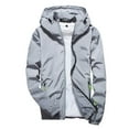 thumbnail image 1 of IROINNID Men's Long Sleeve Zip Up Mid-Length Jacket Solid Color Leisure Pocket Reflective Coat Loose Medium And Long Tops Sweatshirts Blouse, 1 of 5