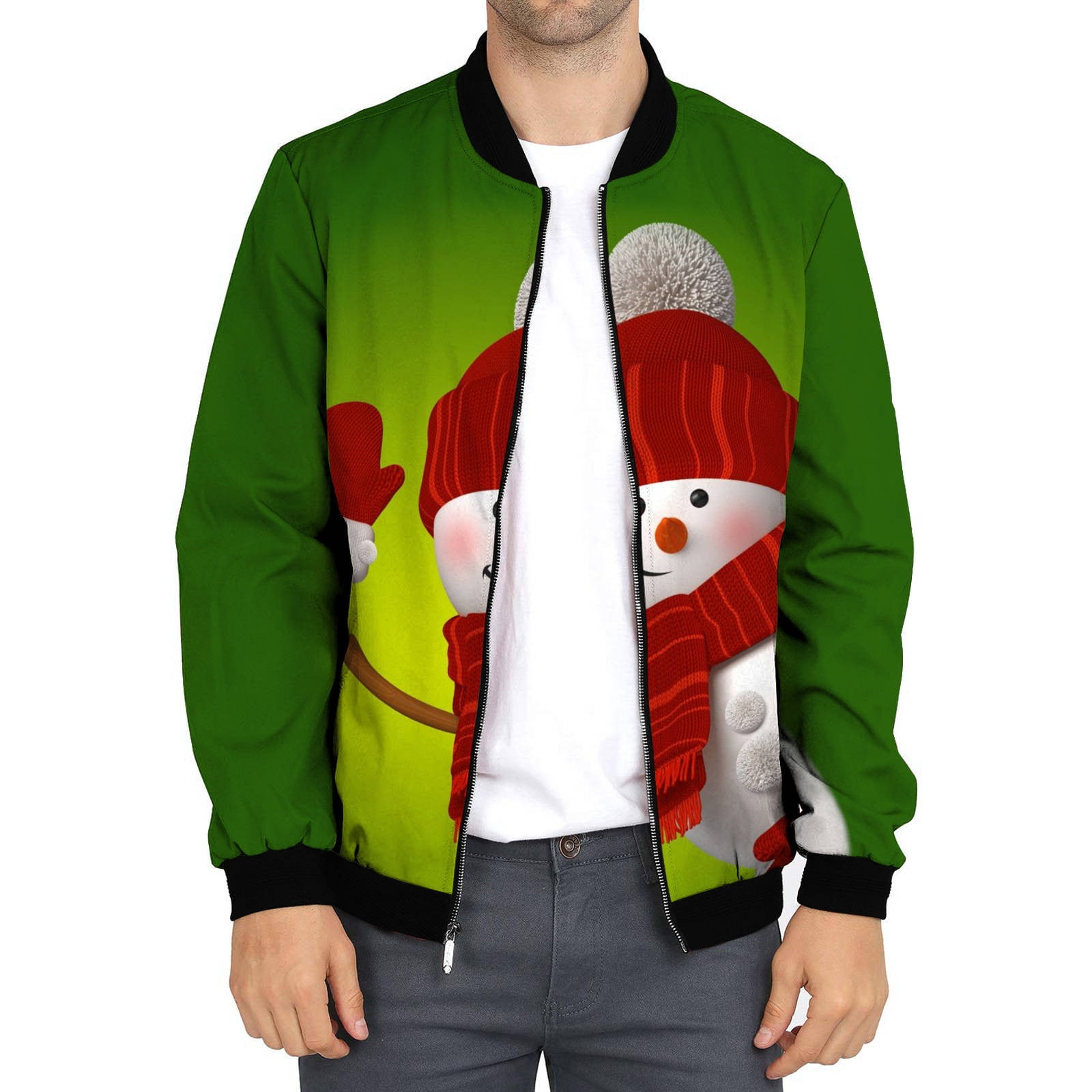 IROINNID Men's Long Sleeve Zip Up Short Jacket Print Comfy Stand Collar