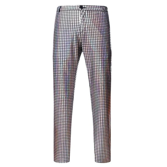 IROINNID Men's Pants Relaxed Cigarette Button Zipper Cool Straight Type Trousers Suit Pants Stripes Elastic Waist Pants