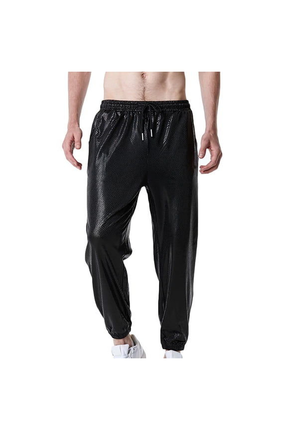 Men's Pants Relaxed Cigarette Lace-Up Snake Gold Track Pants Drawstring Trousers Solid Color Elastic Waist Pants