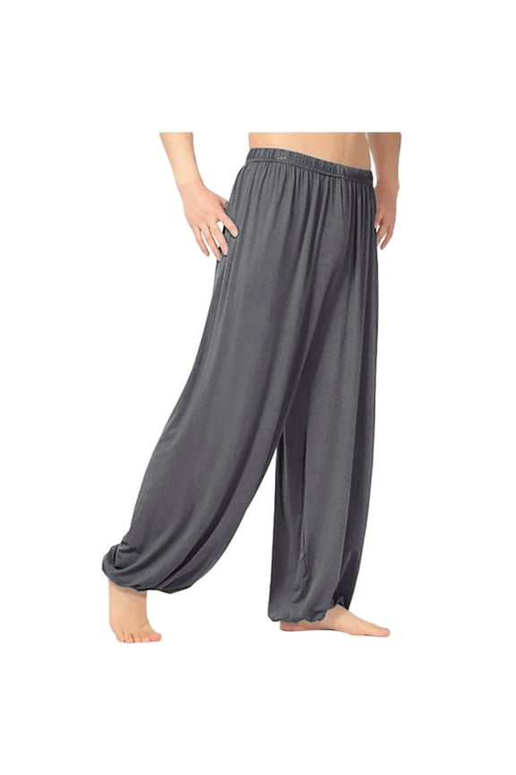 Men's Pants Relaxed Cigarette Loose Trousers Jogger Dancing Yoga Pant Solid Color Elastic Waist Pants