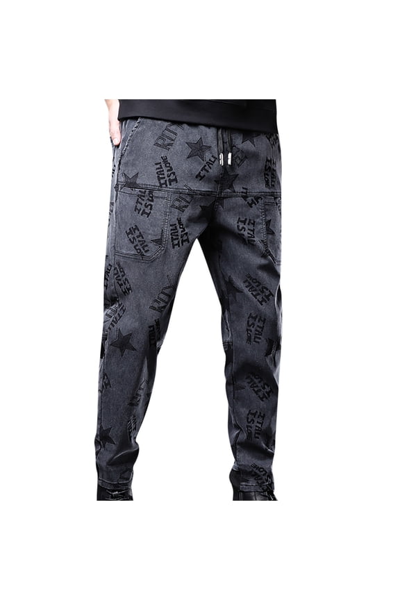 Men's Pants Relaxed Cigarette Trousers Velvet Tether Closure Pocket Workwear Pants Solid Color Elastic Waist Pants