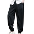 thumbnail image 1 of IROINNID Men's Pants Relaxed Loose Lace-Up Drawstring Mid Waist Cotton And Linen Trousers Solid Color Elastic Waist Pants, 1 of 5