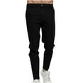 thumbnail image 1 of IROINNID Men's Pants Relaxed Skinny Button Zipper Closure Plaid Pencil Pants Solid Color Elastic Waist Pants, 1 of 5