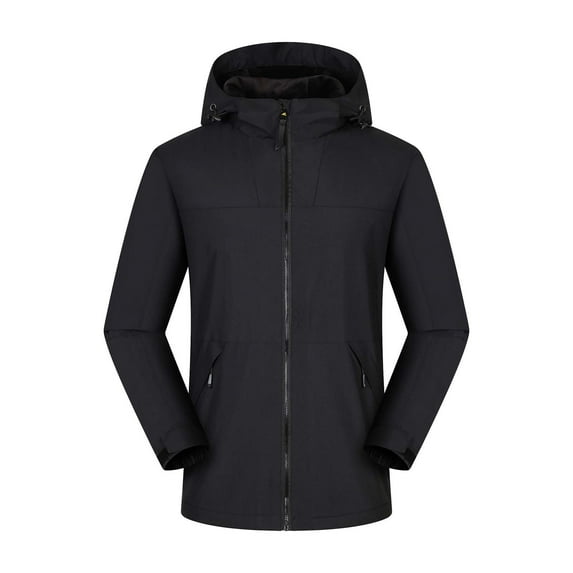 IROINNID Men's Plush Jacket Waterproof Thickened Raincoat Winter Warm Keep Ski Jacket Snowboarding Windbreaker Coat,Black