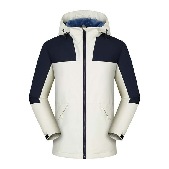 IROINNID Men's Plush Jacket Waterproof Thickened Raincoat Winter Warm Keep Ski Jacket Snowboarding Windbreaker Coat,White