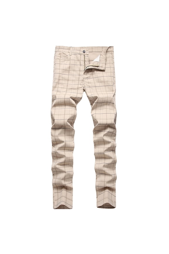 Men's Premium No Iron Khaki Classic Fit Expandable Waist Flat Front Casual Stripe Pant (Regular and Big & Tall Sizes)