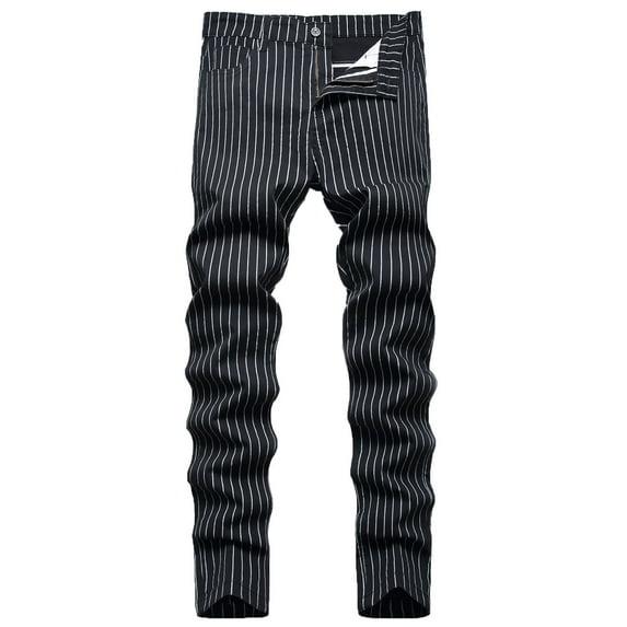 IROINNID Men's Premium No Iron Slim Classic Fit Expandable Waist Flat Front Casual Golf Stripe Pant (Regular and Big & Tall Sizes)