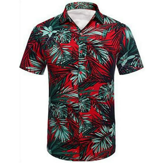 IROINNID Men's Retro Printed Zipper Lapel Short Sleeve Sports Suit