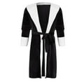 thumbnail image 1 of IROINNID Men's Robe Fleece Casual Drawstring Waist Hooded Long Robe Long Sleeve Winter Warm Bathrobe,Black, 1 of 4