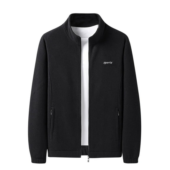 IROINNID Men's Shearling Round Neck Long Sleeve Solid Color Leisure Fleece Coat Sport Jacket Outwear & Jackets