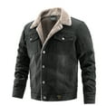 thumbnail image 1 of IROINNID Men's Shearling Turndown Lapel Long Sleeve Solid Color Comfy Winter Mid-length Lamb Velvet Jacket Plus Velvet Warm Coat, 1 of 8