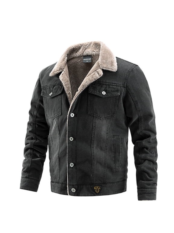 Men's Shearling Turndown Lapel Long Sleeve Solid Color Comfy Winter Mid-length Lamb Velvet Jacket Plus Velvet Warm Coat