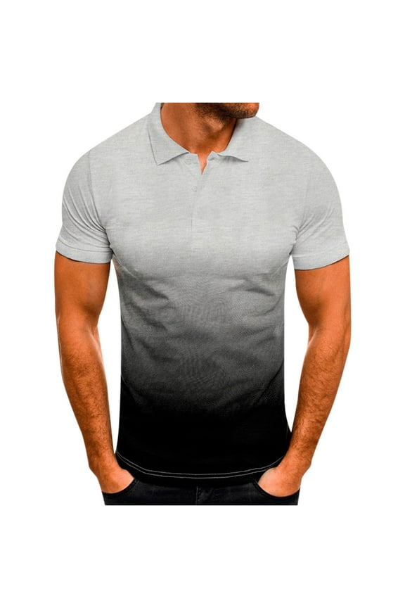 Men's Short Sleeve Lapel Printed Slim Fit Blouse